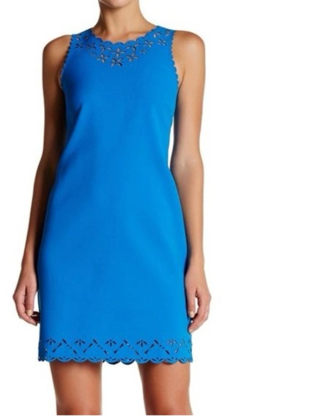 J. Crew Blue Floral Laser Cut Sleeveless Shift Dress Size 0